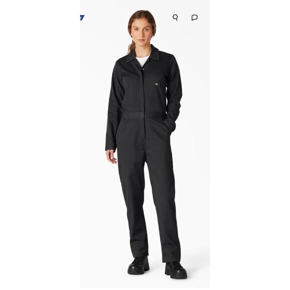 Dickies Womens Long Sleeve Coveralls Black Cotton Jumpsuit Size IX - Picture 1 of 12